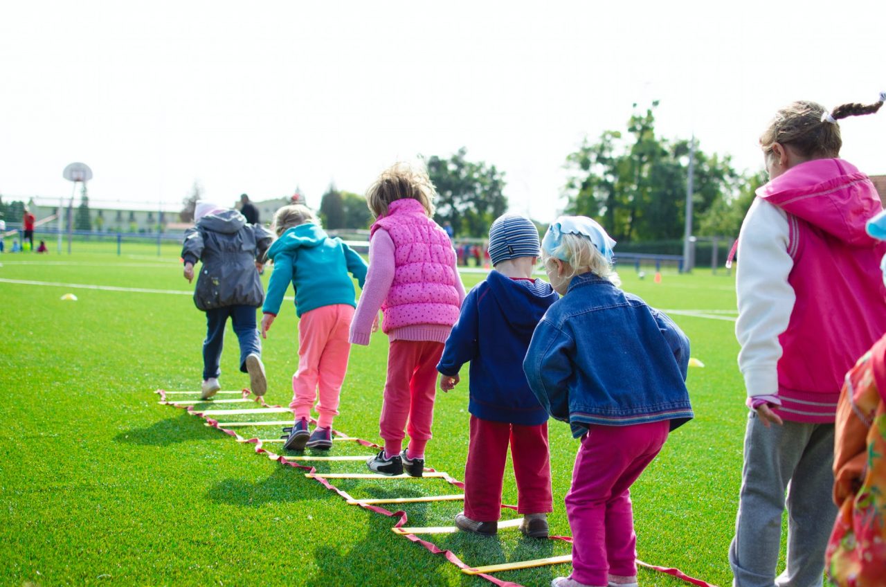 A group of children playing outside.