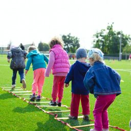 A group of children playing outside.