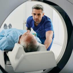 Man getting a CT scan for otosclerosis